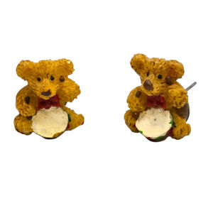 Pierced Earrings Teddy Bear Drum Stud Cute Novelty Christmas Holiday SKU2782